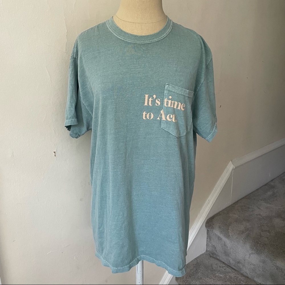 Urban Outfitters Blue “It’s Time to Act” Graphic Short Sleeve Tee T-shirt EUC M